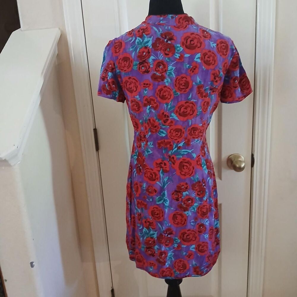Zara Floral Mandarin Collar Mini Dress S Dopamine Dressing Asian Style Coquette - Picture 5 of 6